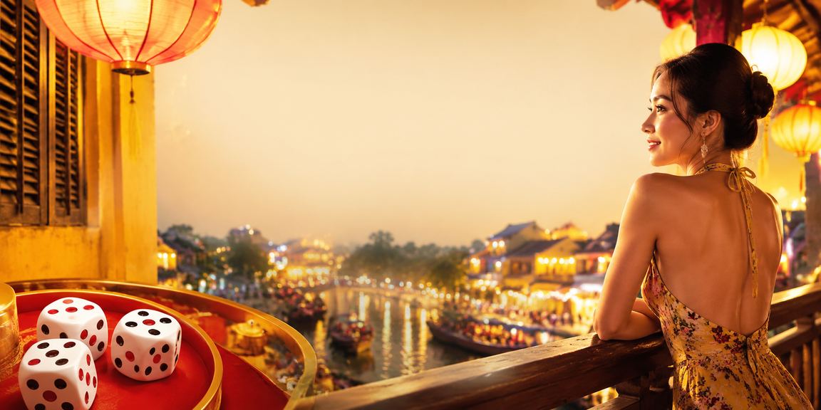 Người chơi tham gia trò chơi tài xỉu tại phố cổ Hội An về đêm